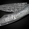 Viking III Hand-engraved Stainless Pocketknife With Hand-forged Damascus Blade