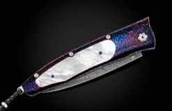 Blue Ocean Pocketknife With Hand-forged Damascus And Mother Of Pearl -KNIFECOMMAND Sales b30 blue ocean 3