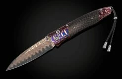 Carbon Folding Knife With Wave Mokume, Copper Wave Damascus And Carbon Fiber -KNIFECOMMAND Sales b30 carbon 2