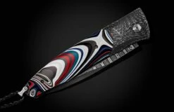 Flathead Damascus Pocket Knife With Fordite Scales And 'Wave' Damascus Blade -KNIFECOMMAND Sales b30 flat head 3