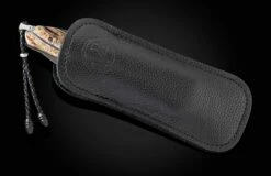 Golden Eye Folding Knife With Inlaid 24K Gold, Fossil Woolly Mammoth Tusk, And Damascus -KNIFECOMMAND Sales b30 golden eye 4