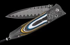 Octane Damascus Pocketknife Featuring Fordite And 'wave' Damascus Blade
