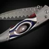 Overdrive Titanium Folding Knife With Fordite And 'wave' Damascus Blade -KNIFECOMMAND Sales b30 overdrive 1