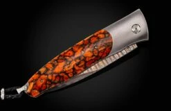 Red Sails Titanium Pocketknife With Apple Coral, And 'copper Wave' Damascus Blade -KNIFECOMMAND Sales b30 red sails 3