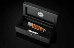 Red Sails Titanium Pocketknife With Apple Coral, And 'copper Wave' Damascus Blade -KNIFECOMMAND Sales b30 red sails 5