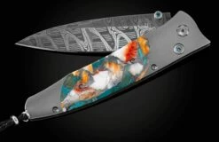 Spiny Oyster Pocket Knife With Spiny Oyster Shell And Turquoise, And Damascus Blade