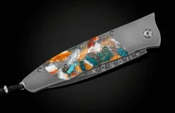 Spiny Oyster Pocket Knife With Spiny Oyster Shell And Turquoise, And Damascus Blade -KNIFECOMMAND Sales b30 spiny oyster 3