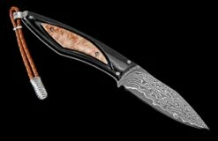 Burl Fixed-blade Carbon Fiber Knife With Maple Burl, And Damascus Blade -KNIFECOMMAND Sales f28 burl 2