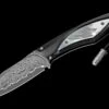 Coast Fixed-blade Carbon Fiber Knife With Mother Of Pearl, And Damascus Blade -KNIFECOMMAND Sales f28 coast 1