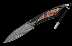 Epic Fixed-blade Carbon Fiber Knife With Fossil Mammoth Tooth, And Damascus Blade