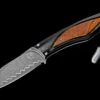 Grove Fixed-blade Carbon Fiber Knife With Spalted Beechwood and Damascus Blade -KNIFECOMMAND Sales f28 grove 1