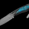 Tucson Fixed-blade Carbon Fiber Knife With Kingman Turquoise And Damascus Blade