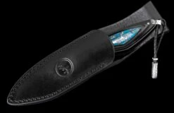 Tucson Fixed-blade Carbon Fiber Knife With Kingman Turquoise And Damascus Blade -KNIFECOMMAND Sales f28 tucson 3