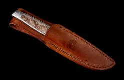 Burlwood Fixed-blade Damascus Knife Inlaid With Maple Burl Wood -KNIFECOMMAND Sales f35 burlwood 3