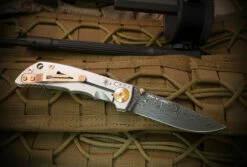 Spartan Blades Harsey Folder 3.25 Titanium / Bronze 3.25" Nichols DamascusBlade SF10CNBZ
